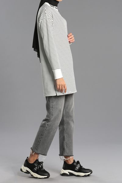 Striped Embroidered Sweatshirt