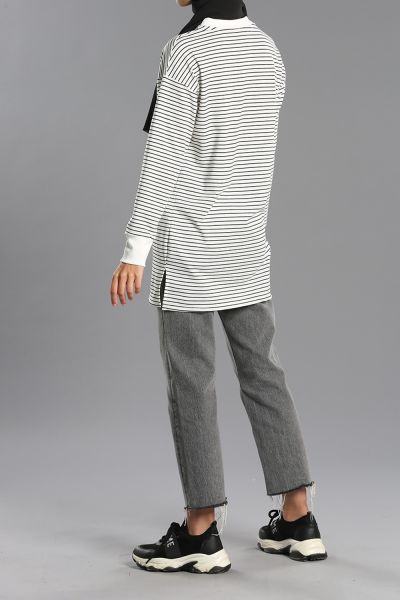 Striped Embroidered Sweatshirt