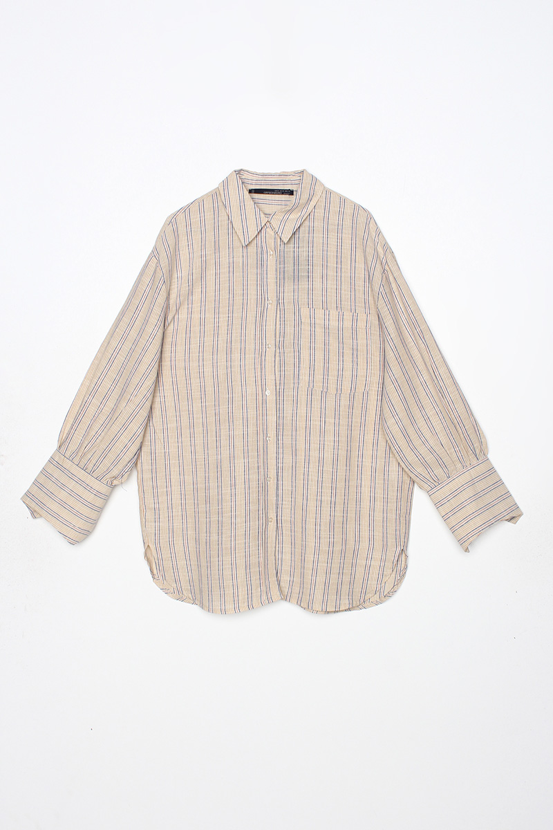 100 % Cotton Striped Pocket Shirt Tunic