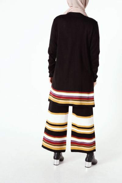 Striped Knitwear Blouse and Pants Set
