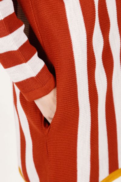 Striped Hooded Knitwear Tunic