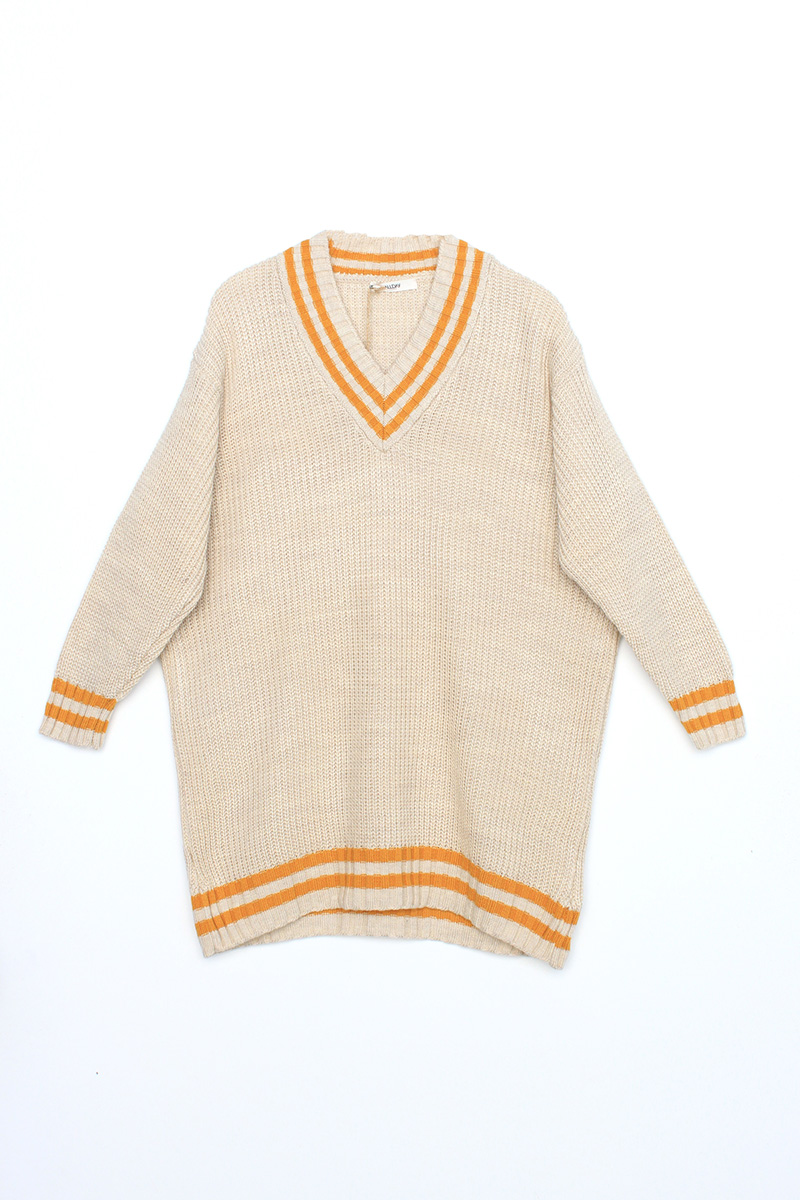 Stripe V Neck Knitwear Sweater