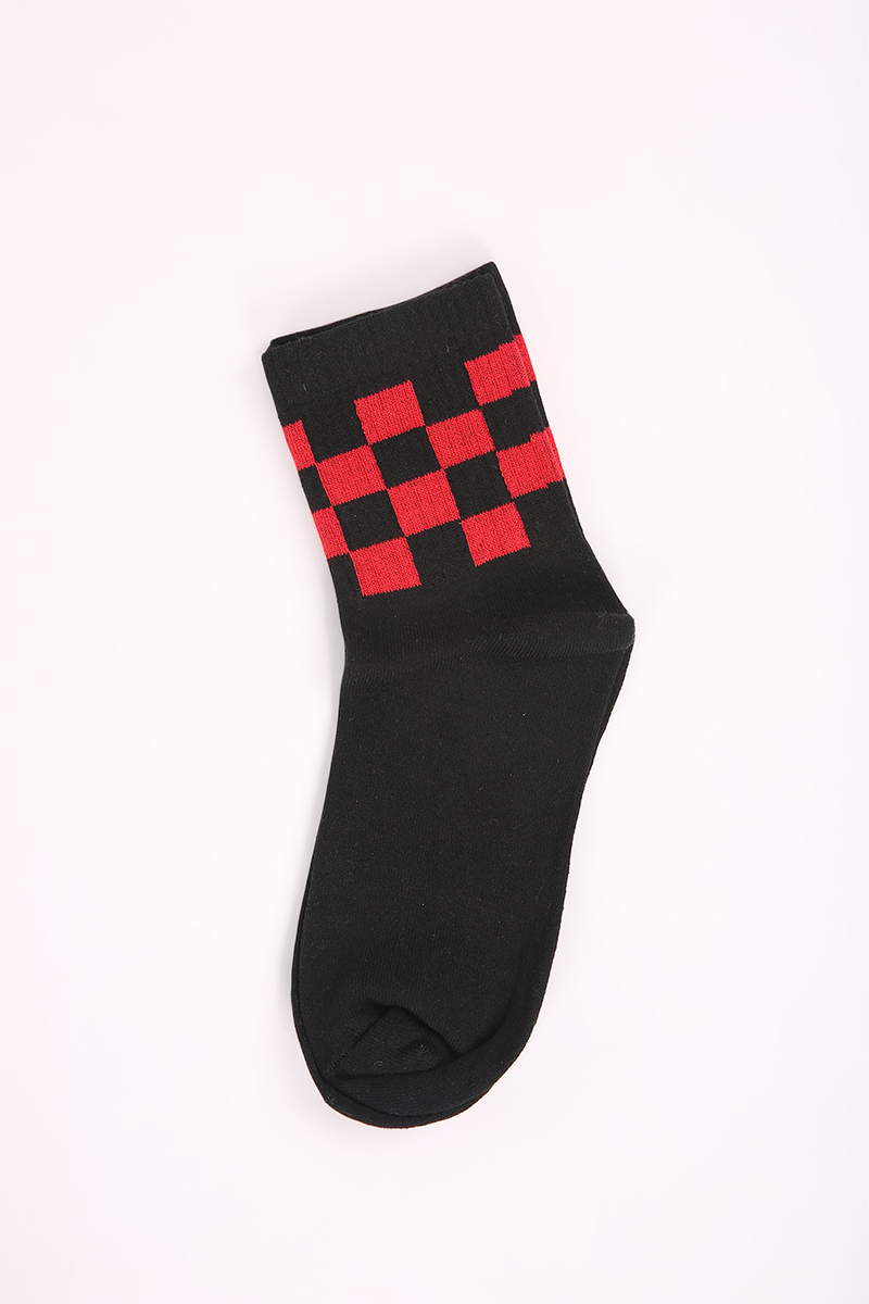Checkered Patterned College Socks