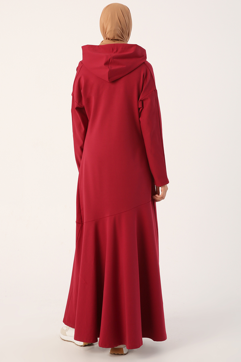 Cowl Neck Long Sleeve Hooded Dress 