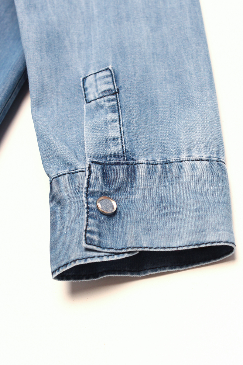100% Cotton Flap Pocket Front Denim Shirt Tunic