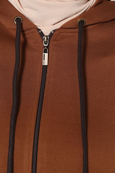 Hooded Zippered Long Cardigan