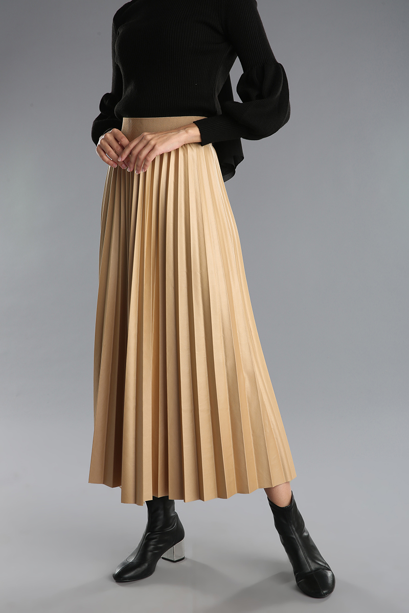 Leather Look Pleated Skirt