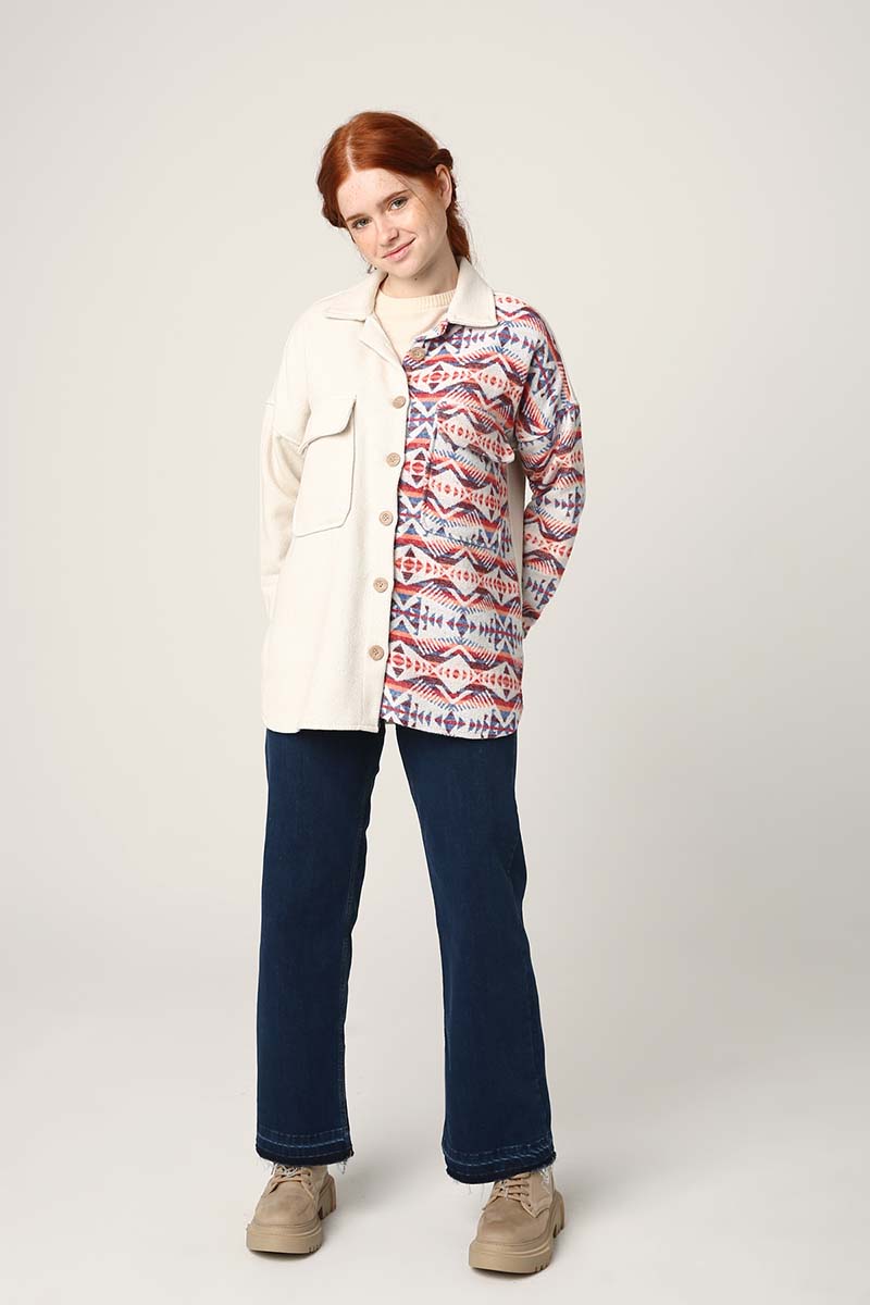 Button Front Patterned Jacket
