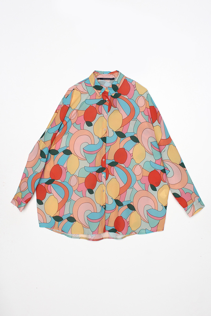 Painted Buttoned Oversize Shirt