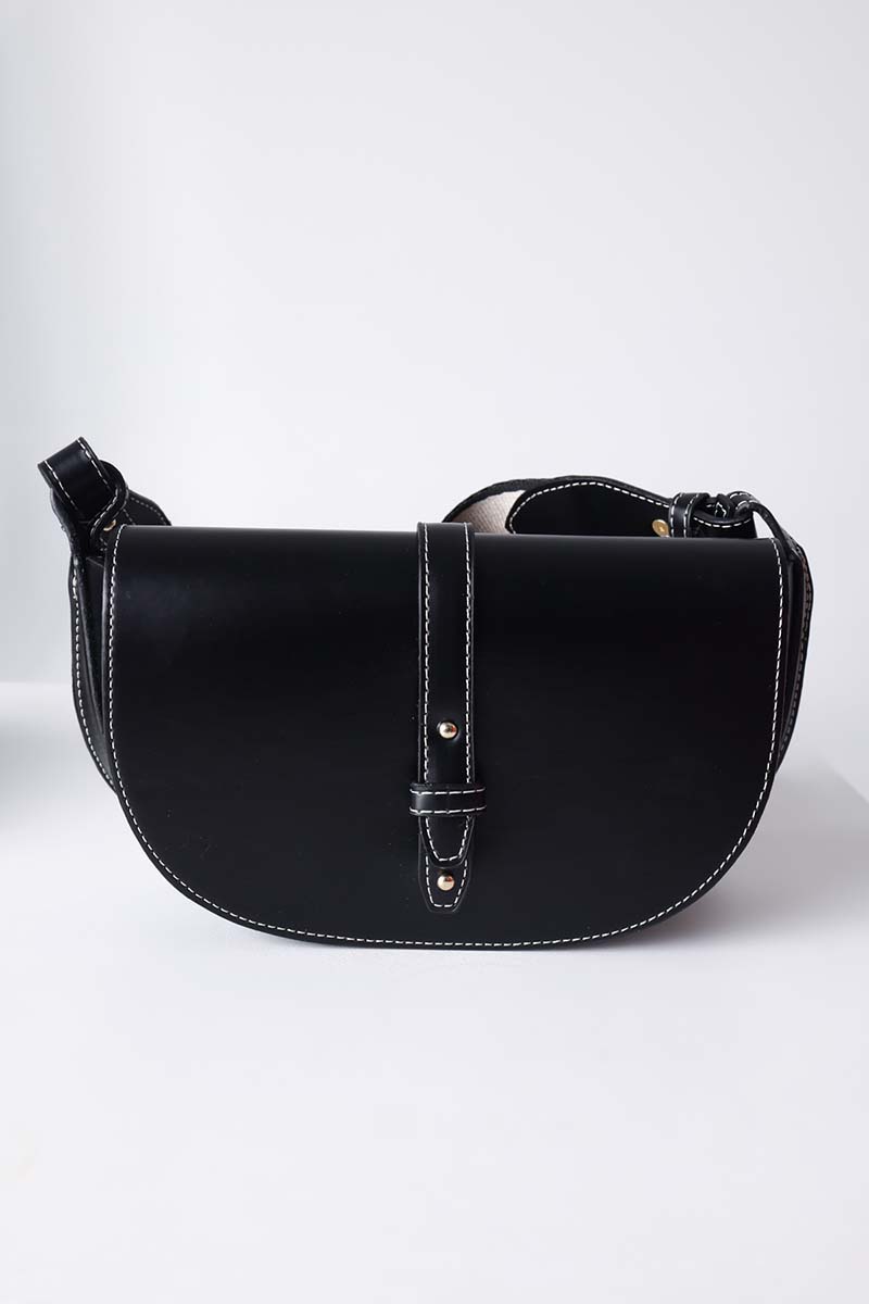 Faux Leather Shoulder Bag With Stitching Detail