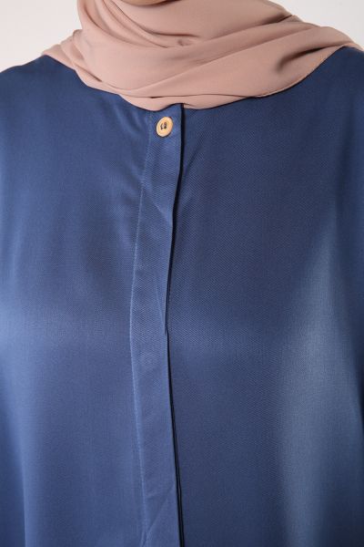 Natural Fabric Hidden Button Abaya