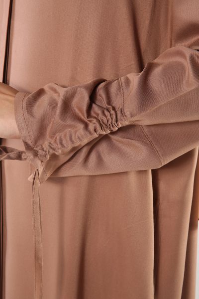 Natural Fabric Hidden Button Abaya
