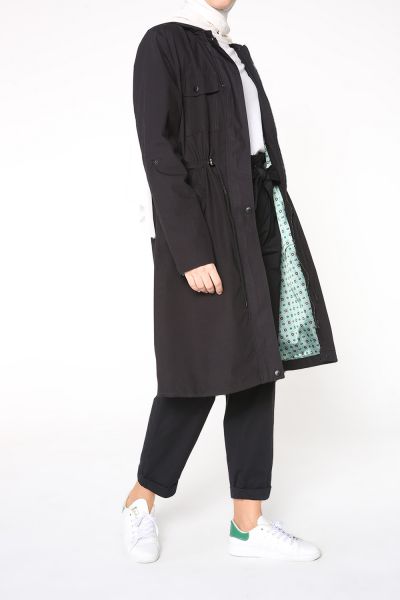 NATURAL FABRIC LINED TRENCH COAT