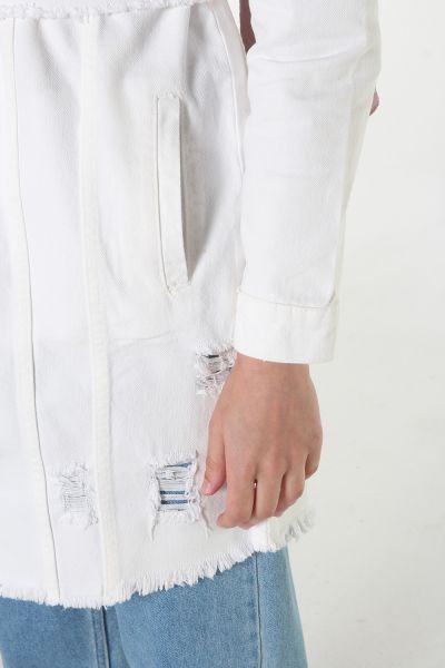Natural Fabric Flap Pocket Self Belted Jacket