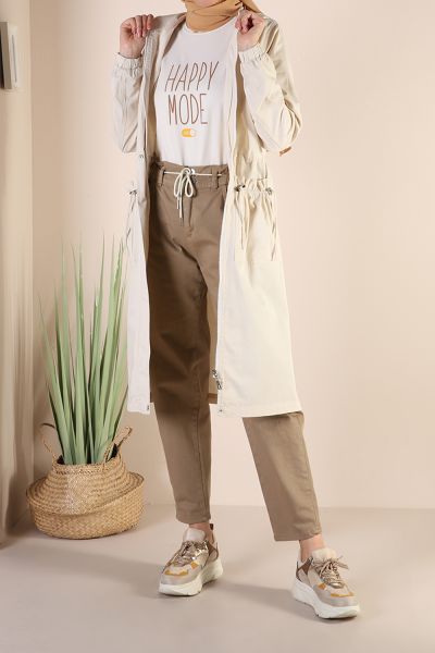 NATURAL FABRIC TRENCH COAT