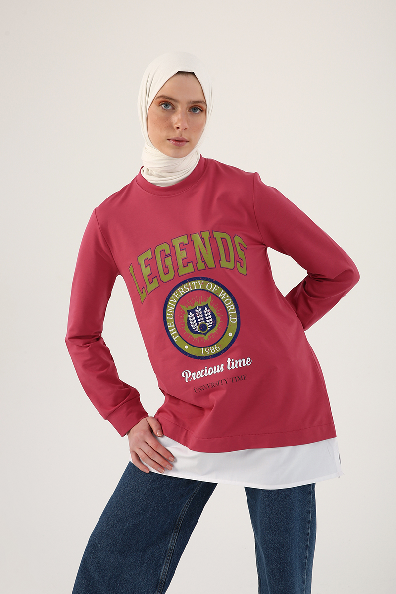 Woven Garnished Printed  Sweatshirt