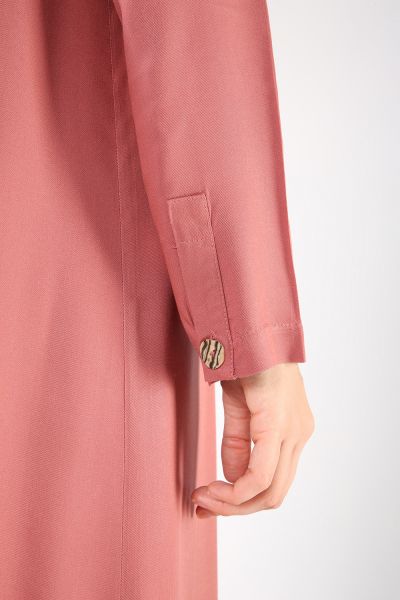 Düğme Detaylı Kloş Viskon Elbise