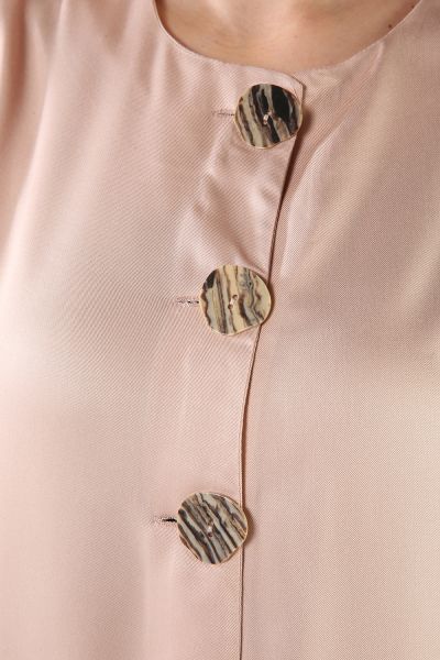 Düğme Detaylı Kloş Viskon Elbise