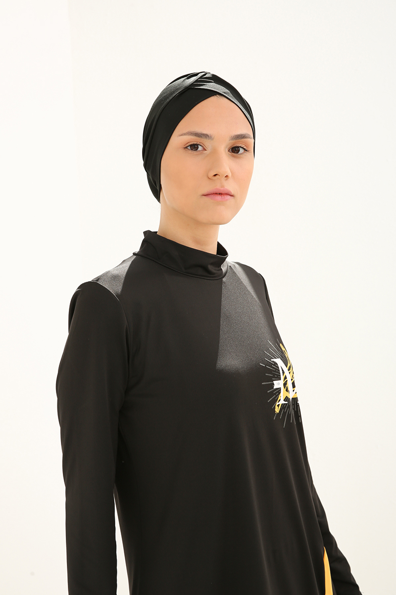 Button and Print Detail 4 Pieces Burkini