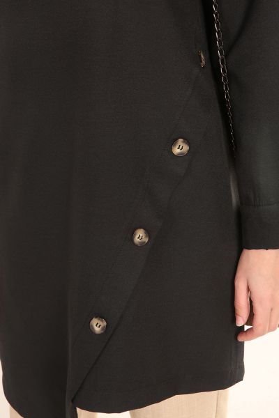 Buttoned Detail Asymmetric Tunic