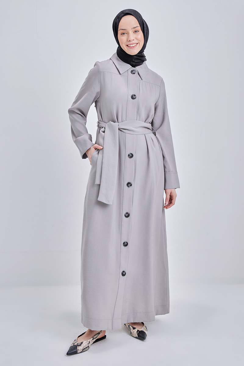 Buttoned Belted Abaya