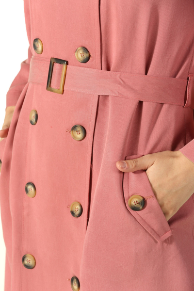 BELTED LINED TRENCHCOAT WITH BUTTON