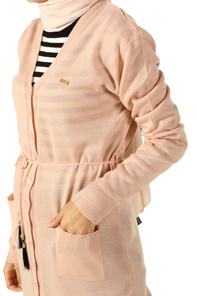 BELTED KNITWEAR CARDIGAN WITH POCKET