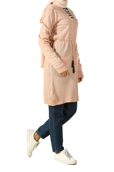 BELTED KNITWEAR CARDIGAN WITH POCKET