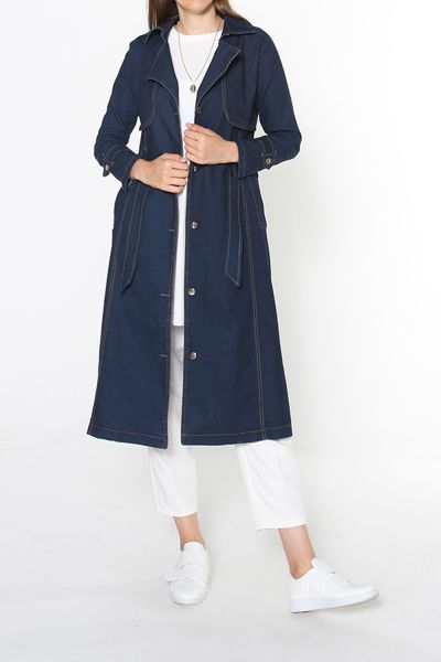 BUTTONED BELTED TRENCH COAT