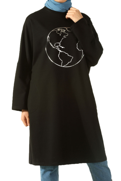 WORLD PRİNTED COMBED COTTON TUNIC