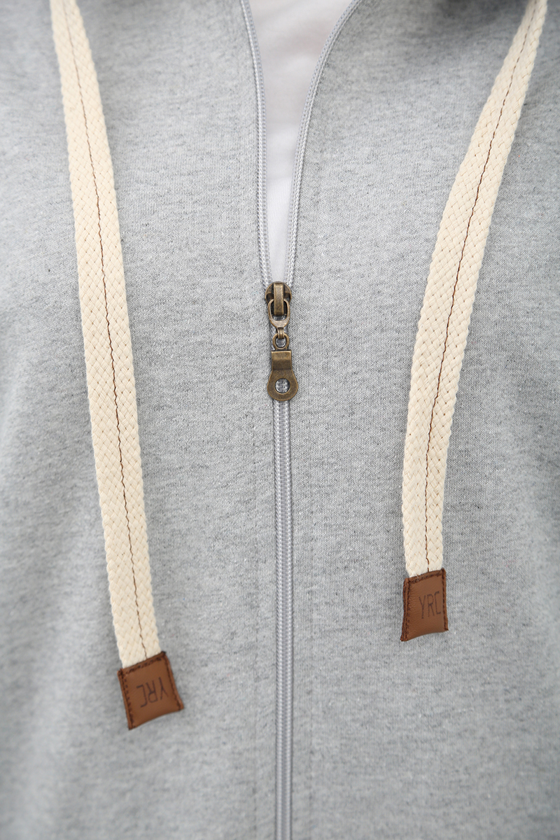 Zipper Front Hooded Long Cardigan