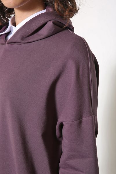 Hooded Slit Detailed Long Sweatshirt