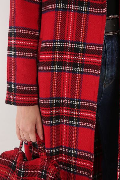 PLAID BELTED CAPE