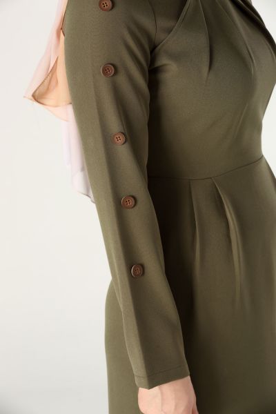 Button Sleeve Detailed Dress