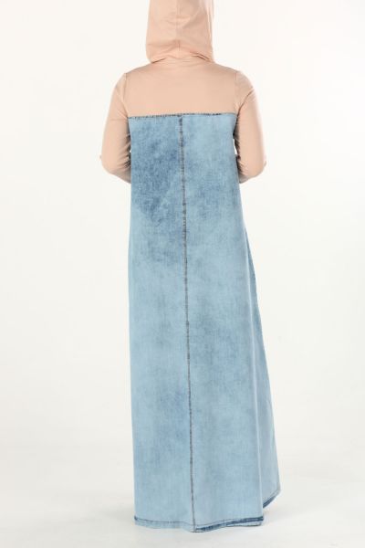 Hooded Cotton Long Jean Dress
