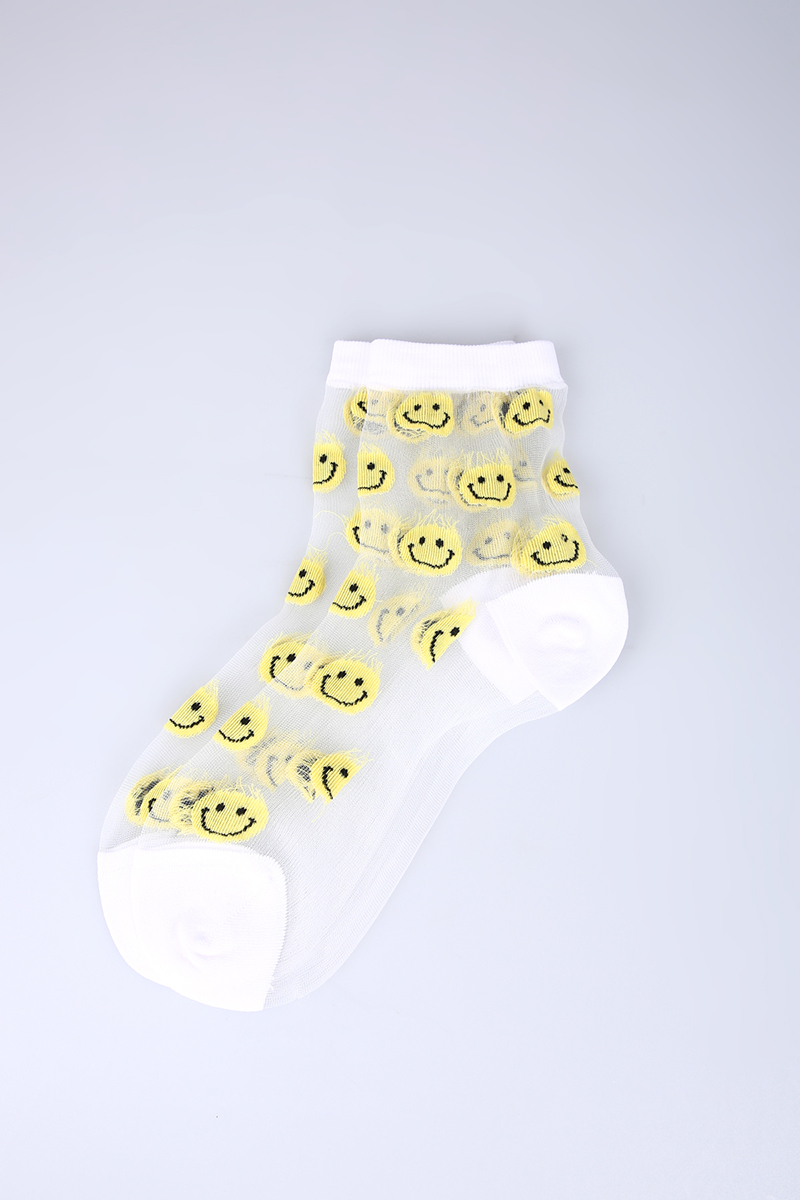 Emoji Desenli Tül Soket Çorap