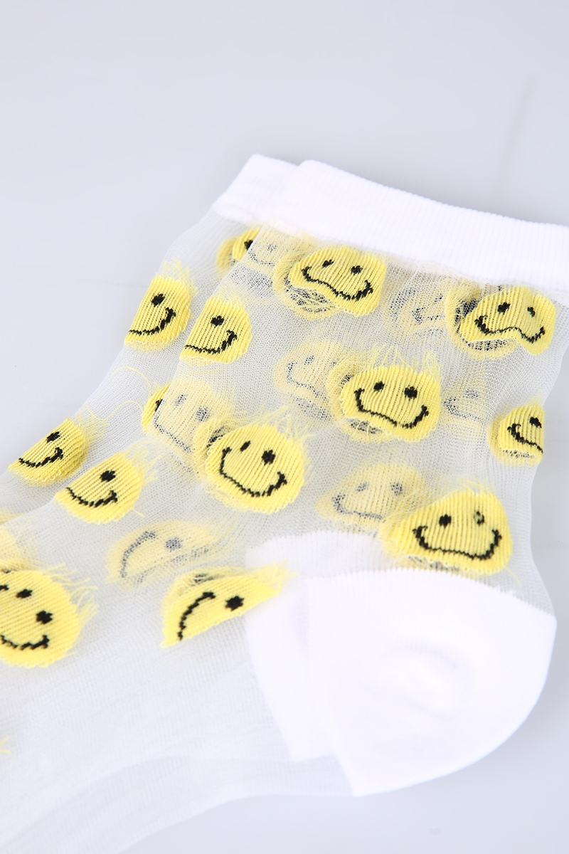 Emoji Patterned Tulle Socks