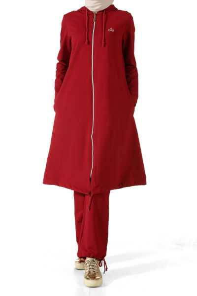 Hooded Zippered Tracksuit With Pockets