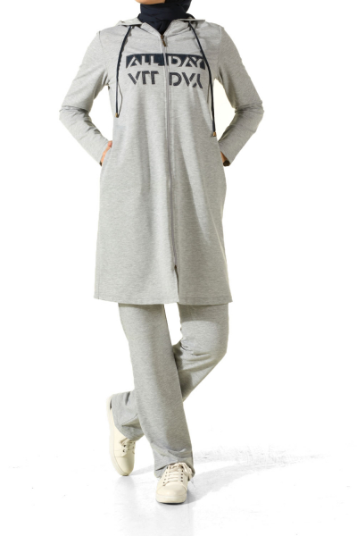 Plus Size Hooded Printed Track Suit