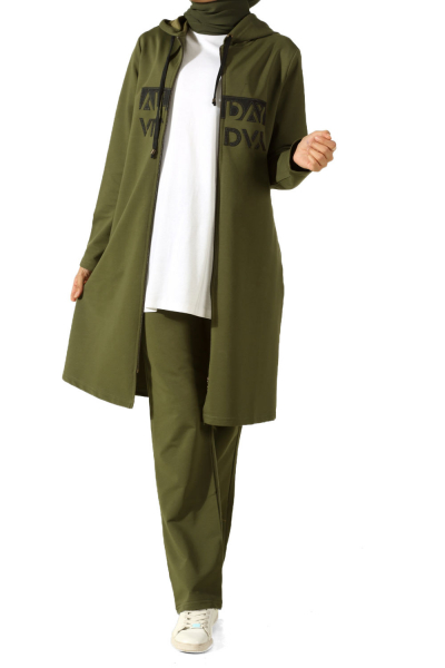 Plus Size Hooded Printed Track Suit