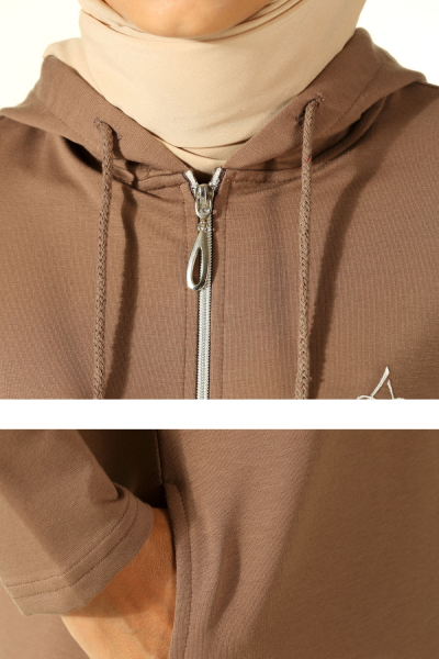 Hooded Zippered Tracksuit With Pockets