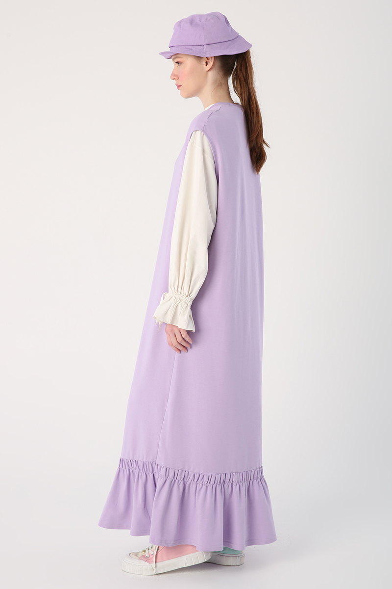 Ruffled Skirt Sleeveless Knitted Dress