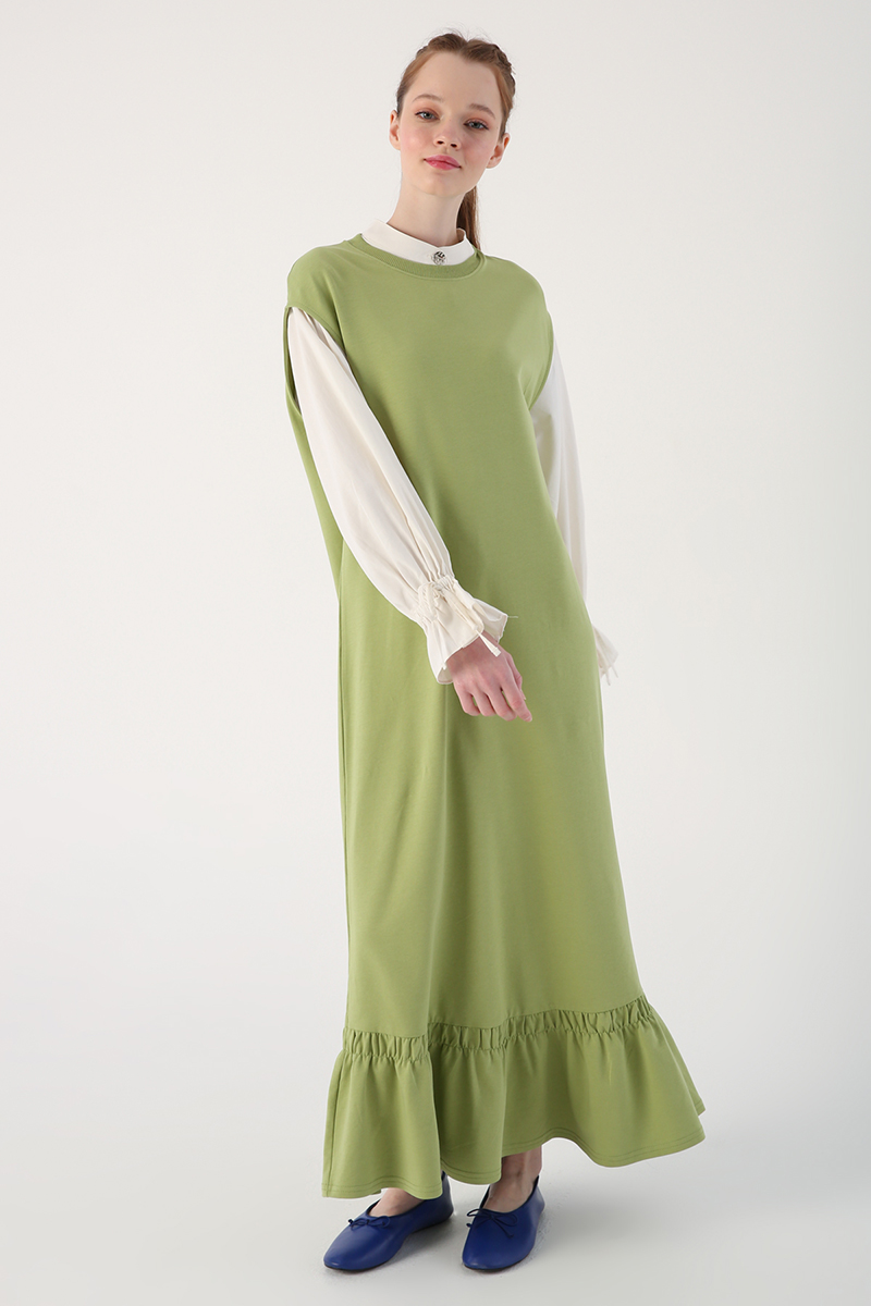 Ruffled Skirt Sleeveless Knitted Dress