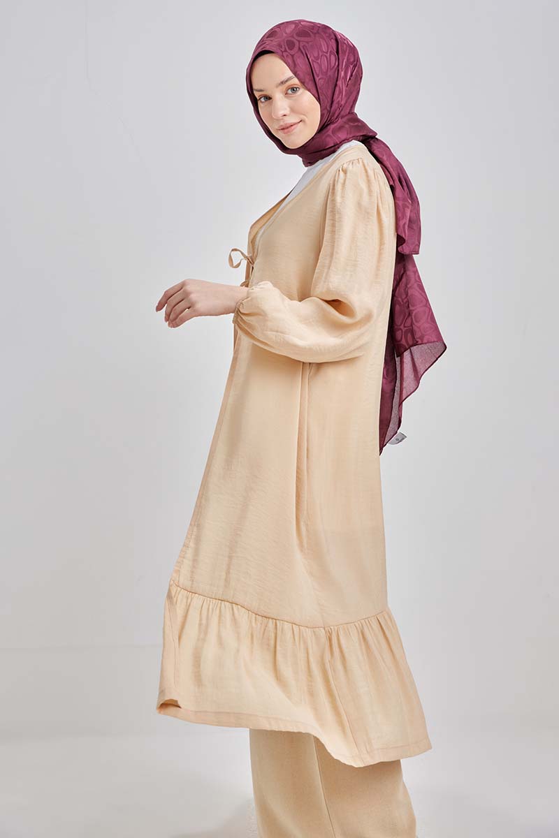 Modal Cardigan With Pleated Skirt