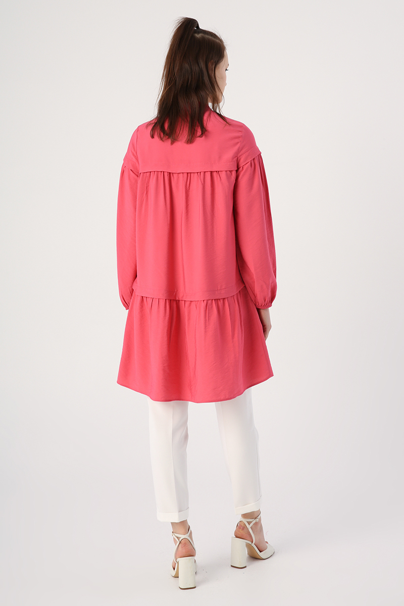 Pleated Viscose Shirt Tunic With Skirt And Rabo