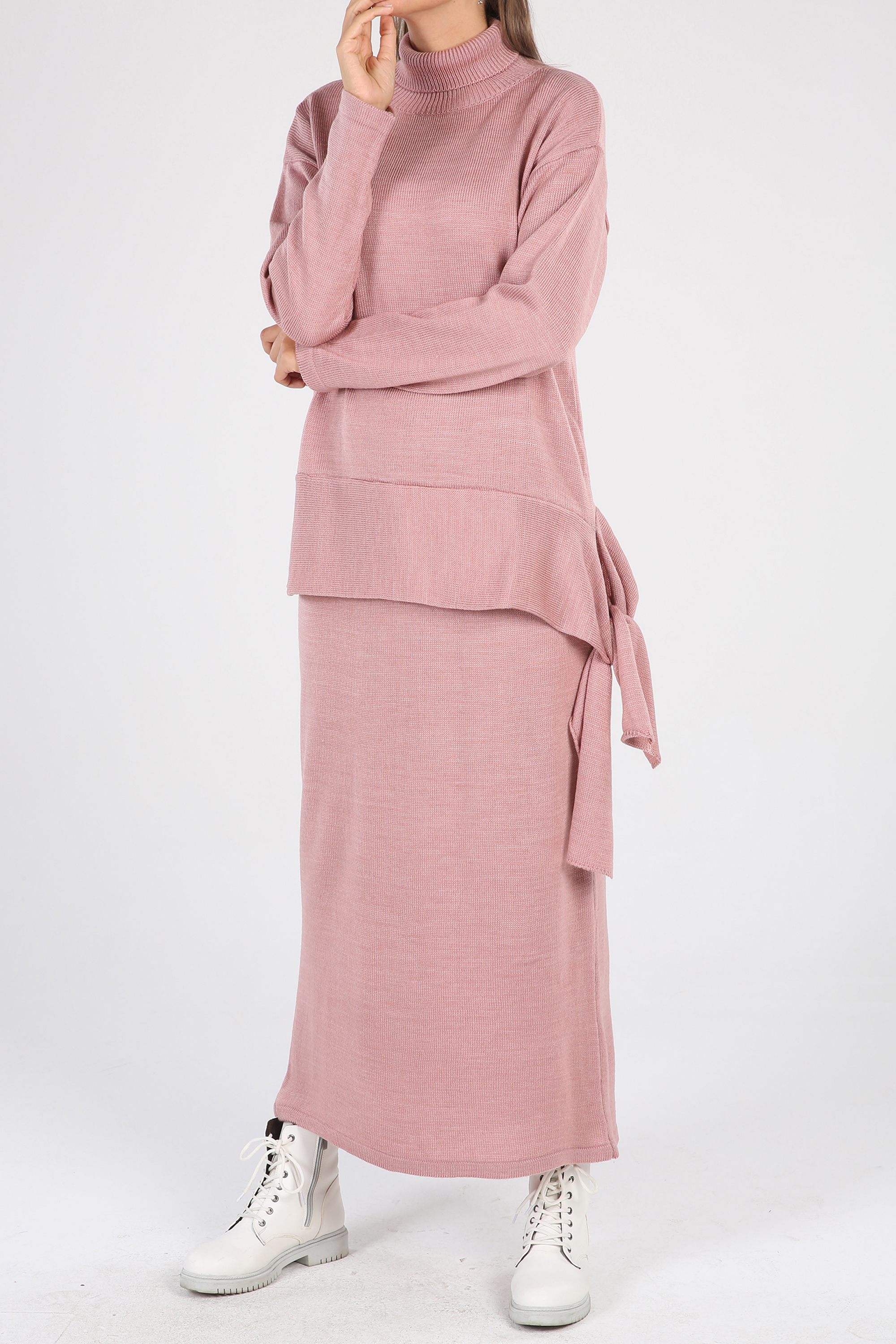 Knitwear Hijab Suit With Skirt