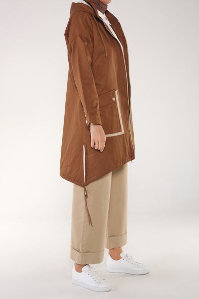 Hooded Pocket Zippered Coat