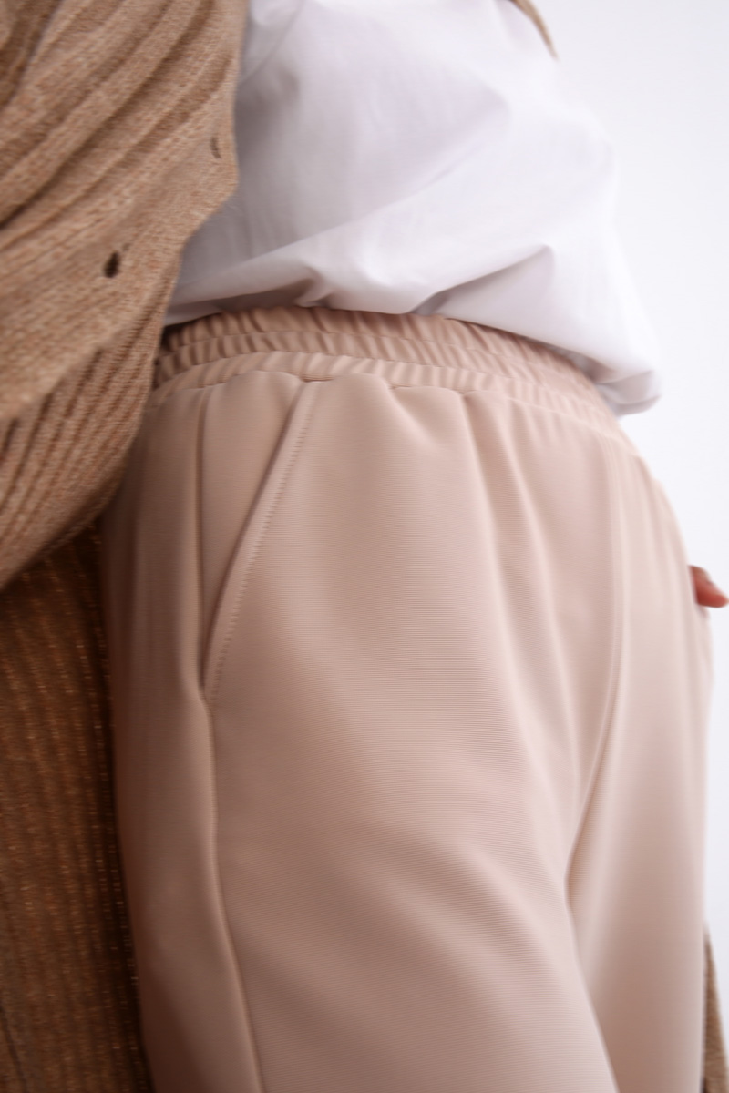 Jacquard Fabric Elastic Waist Pants