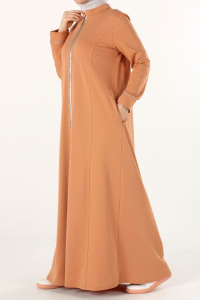 Mandarin Collar Zippered Abaya