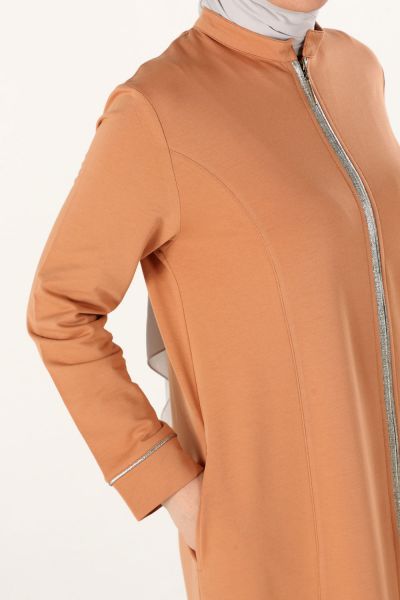 Mandarin Collar Zippered Abaya